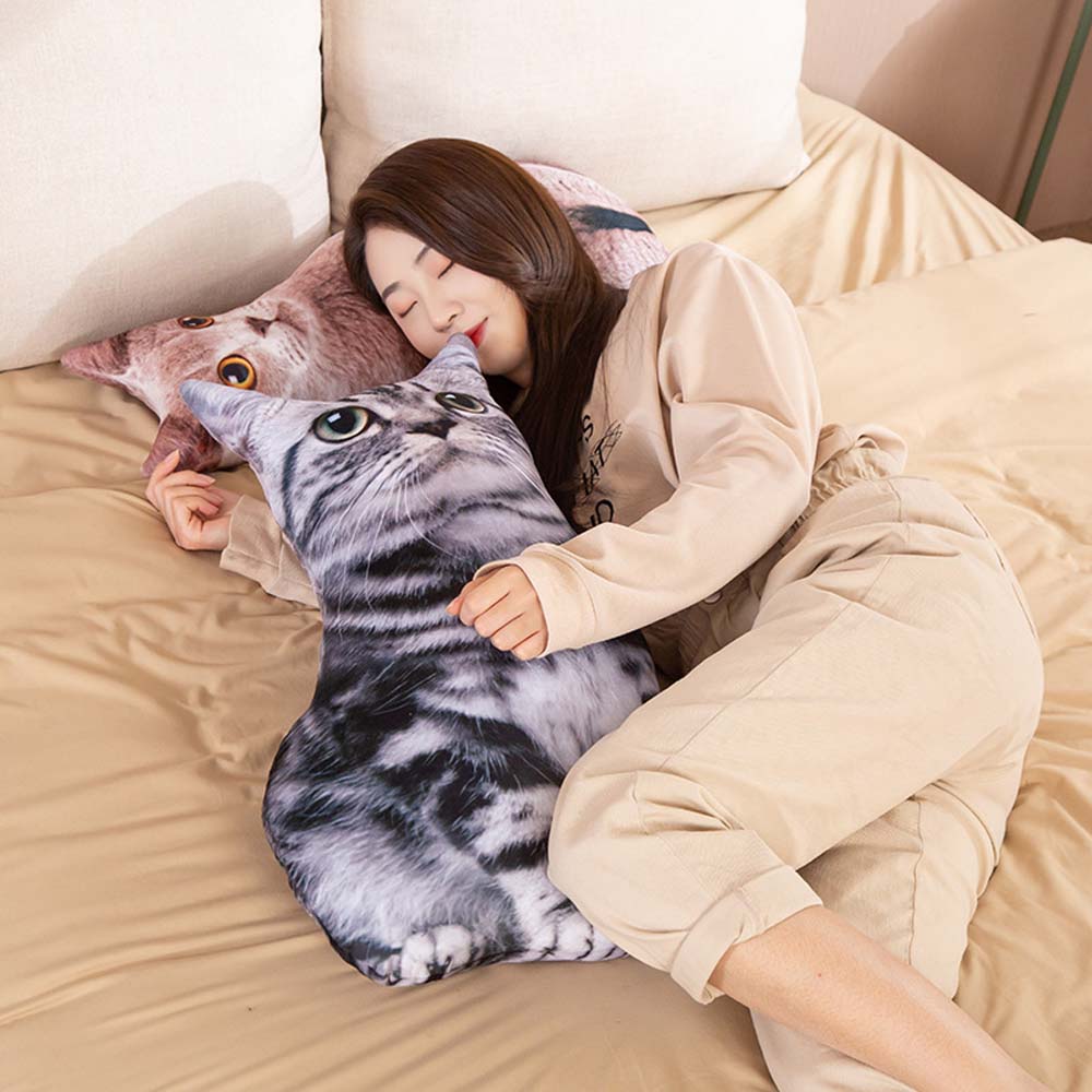 3D Home Decorative Napping Neck Protection Sleep Cat Shape Pillow Home Textile Throw pillow Cushion