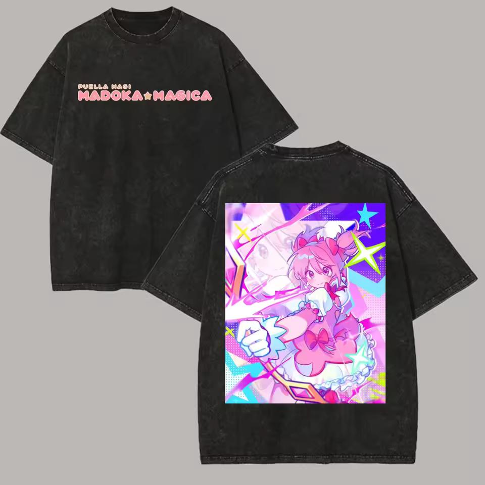 Unisex Plus Size Unique Washed T shirt For Puella Magi Madoka Magica Fans, All-Season Stylish Apparel Women And Men T shirt