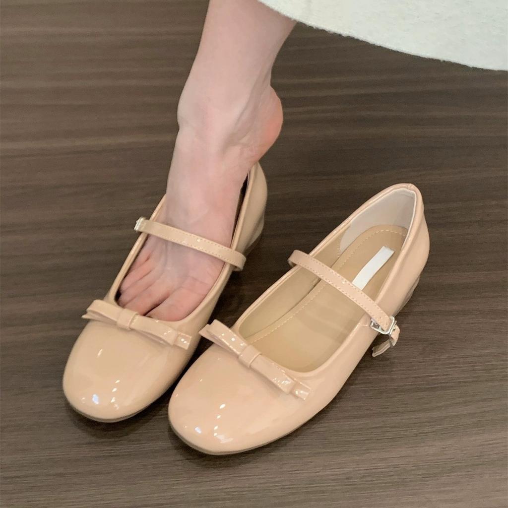 Inner Height Increase French Nude Single Shoes Women's Shoes 2025 New Spring Ballet with Skirt Mary Jane Evening Shoes