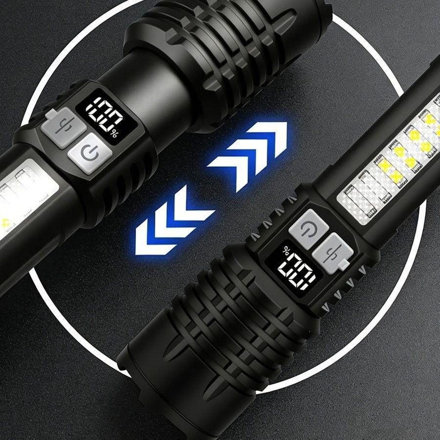 Multifunctional High-Brightness Rechargeable Outdoor Flashlight with COB Work Light and Long Battery Life