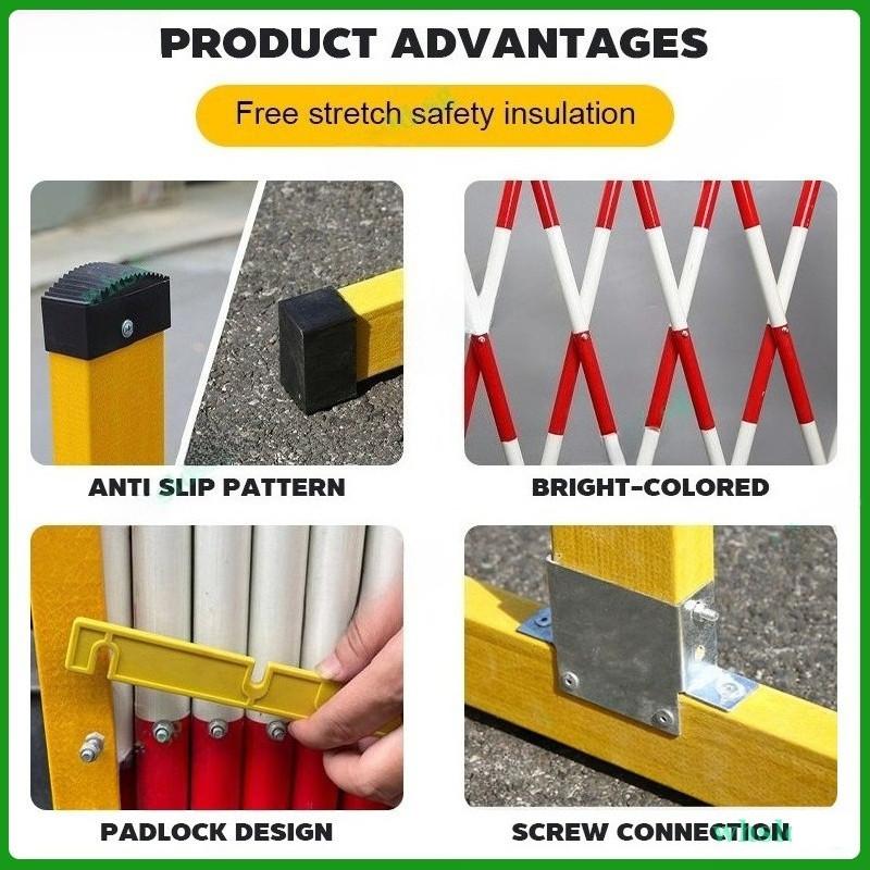 Movable Power Safety Construction Isolation Baffle Fiberglass Telescopic Fence Insulated Collapsible Tubular Guardrail