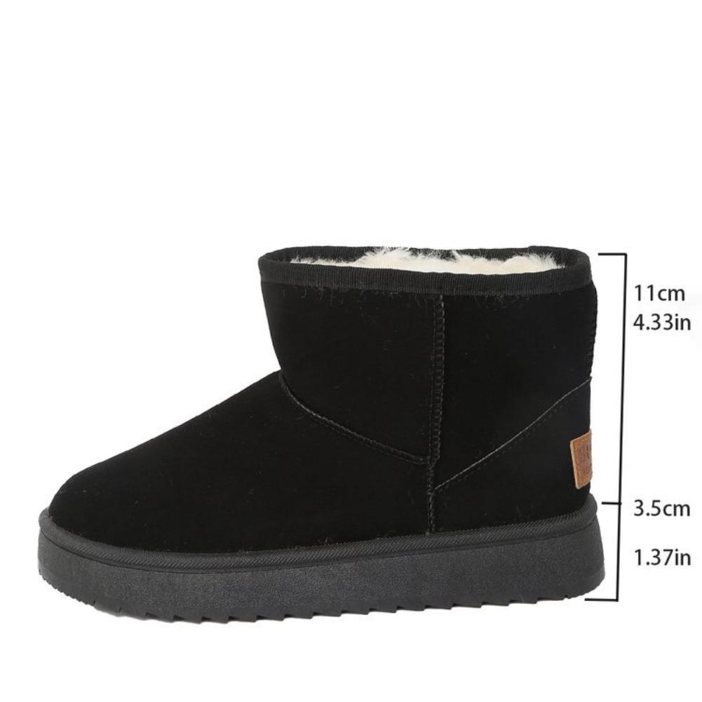 Fashion Platform Spliced Suede Snow Boots 2025 Women's Fashion Winter Round Toe Pullover Foot Plus Fleece Thickened Flat Cotton Boots