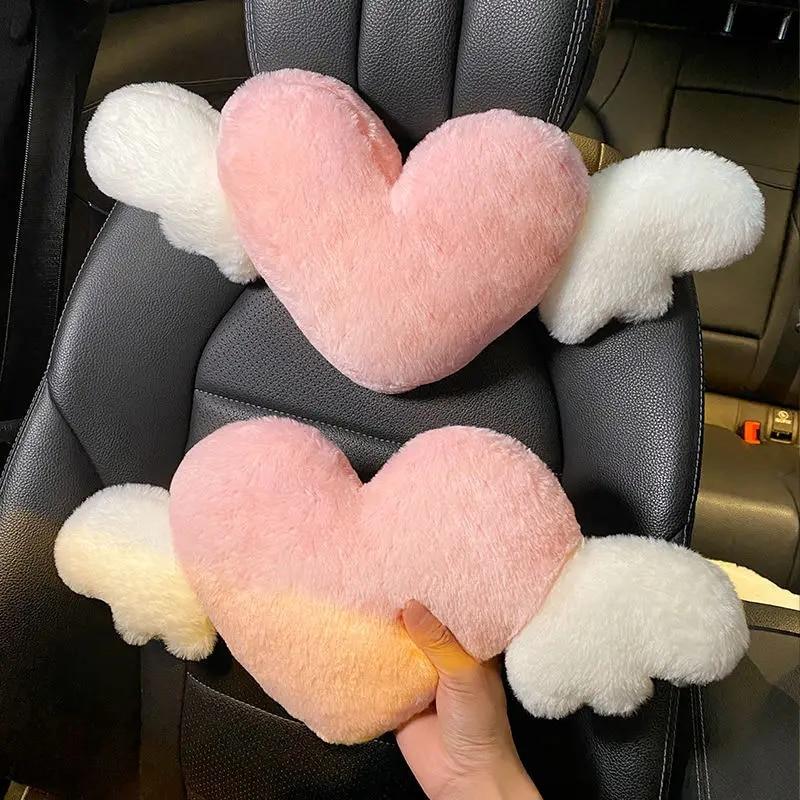 JINSERTA подголовник автомобиля в форме сердца, плюшевая подушка для шеи, подушка для спинки сиденья, подушка для поясничной поддержки, универсальная автомобильная подушка