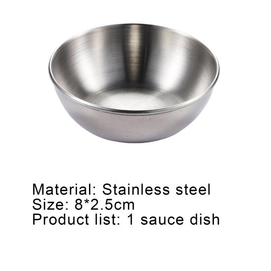 Seasoning Dish Round Rust-proof Stainless Steel Household Small Metal Sauce Plate Home