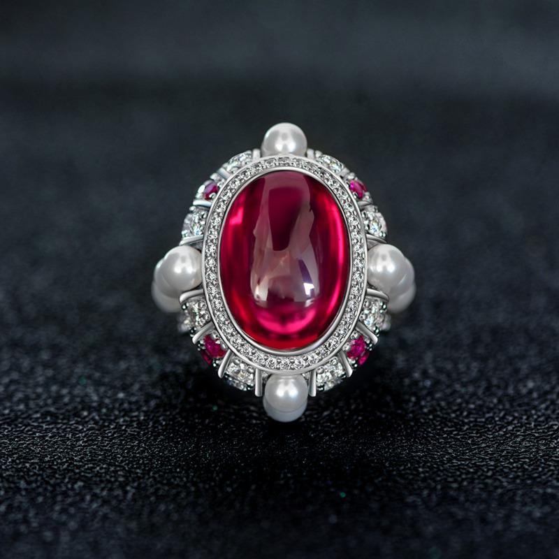 Gica Gema Кольцо из стерлингового серебра 925 пробы с овальным рубиновым жемчугом 13*18 мм, драгоценные камни и бриллианты, свадебное обручальное кольцо, ювелирные изделия