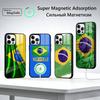 Бразилия F-Флаг Футбол Поддержка Для Чехла Телефона Magsafe для Серии iPhone 17 16 15 14 13 12 11 Беспроводная Зарядка