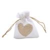 10Pcs Heart Shape Linen Small Drawstring Bag Reusable Burlap Jewelry Storage Pouch Gift Packaging Bags Party Candy Bags