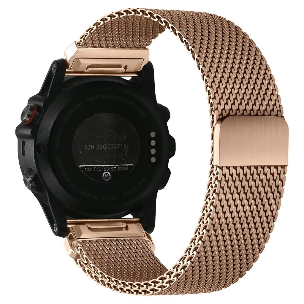 Watch Band for Garmin Fenix 5X/6X/7X/Fenix 8 Pro AMOLED 51mm Magnetic Stainless Steel Electroplating Reinforced Milanese Mesh Strap