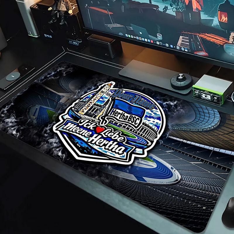 Hertha BSC Custom Name Large Size Mouse Pad Large Gaming Table Cushion Non-slip Laptop Tablet Big Mousepad XXL Mat Mini PC Playmat With Lock edge