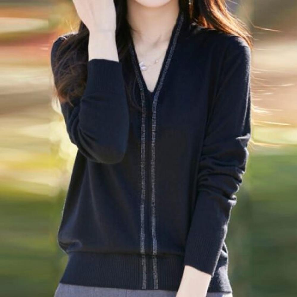 NaVaVa Women Simple Daily Line V Neck Long sleeVe Knit Top Nk2889