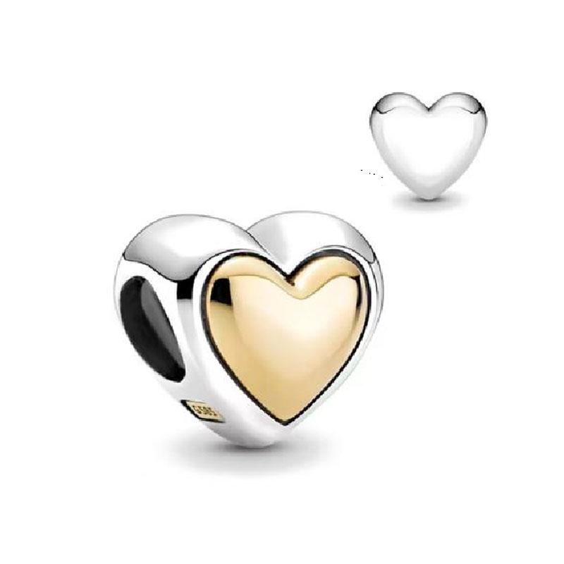 New 925 Plated Silver Beads Smooth surface Charms Fit Pan Bracelet DIY Gift Women