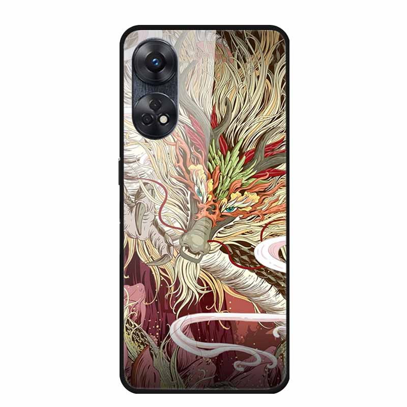 Для Oppo Reno8 T 4G Чехол Роскошная Задняя Крышка из Закаленного Стекла Жесткий Чехол Для Reno8 T 4G 6.43" Capa Funda Животное Яркий Coque Волк