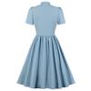 Женское винтажное свободное платье 50-х годов с бантиком и пуговицами спереди с коротким рукавом, фигуристка миди, стильная одежда для вечеринок, на работу, на каждый день, формальный наряд для особых случаев, весна-лето