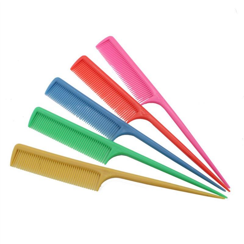 10 шт. портативная расческа для волос случайного цвета, салонная щетка для укладки, парикмахерский хвост, пластиковый набор расчесок с тонкой и длинной ручкой