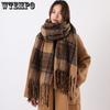 Elegant Scarf for Women Imitation Cashmere Casual Plaid Tassel Knitted Student Winter Warm Female Thick Blanket Long Wrap Shawl