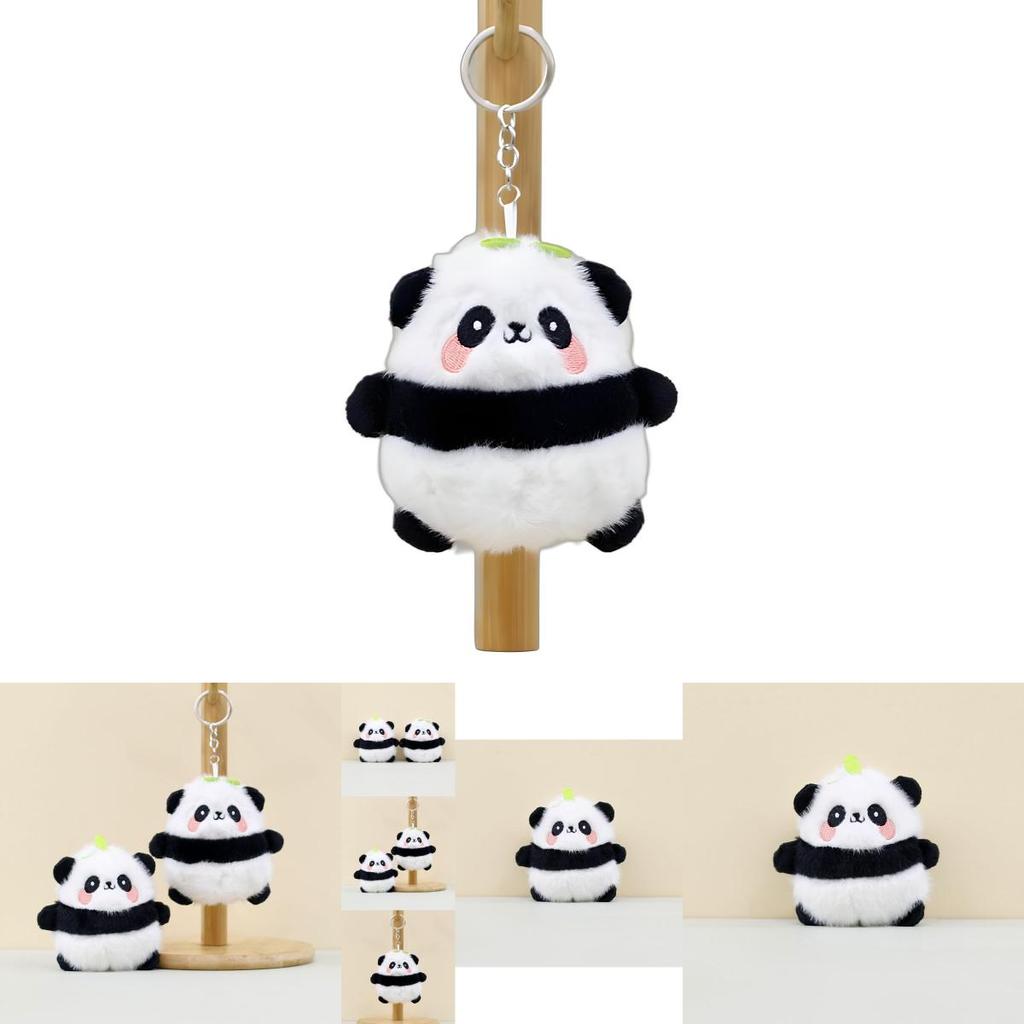 Charming Panda Plush Keychain Cute Short Plush Panda Doll Adorable Bag Accessory
