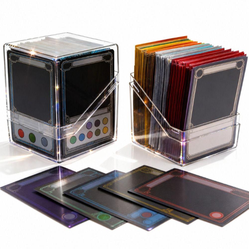100PCS Capacity Acrylic Card Case Transparent TCG Deck Box Card Display Box Home Organization
