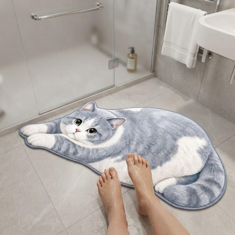Decorative Rug Cat Shaped Rug Cat Pattern Cat Floor Mat Cute Animal Door Mat Living Room Decor