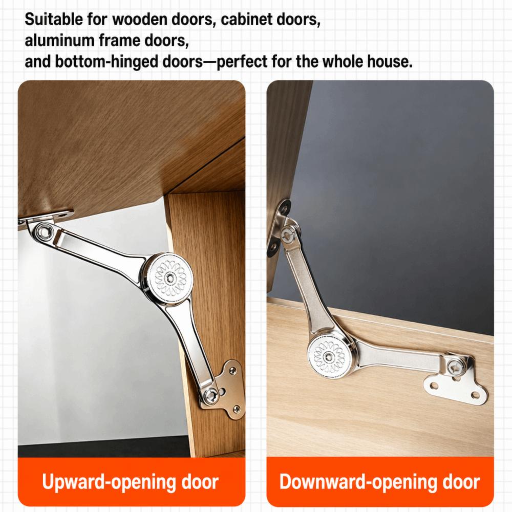 Satin Nickel Finish Folding Lid Stay Soft Close Mechanism Cabinet Door Hinge For Drawer Window