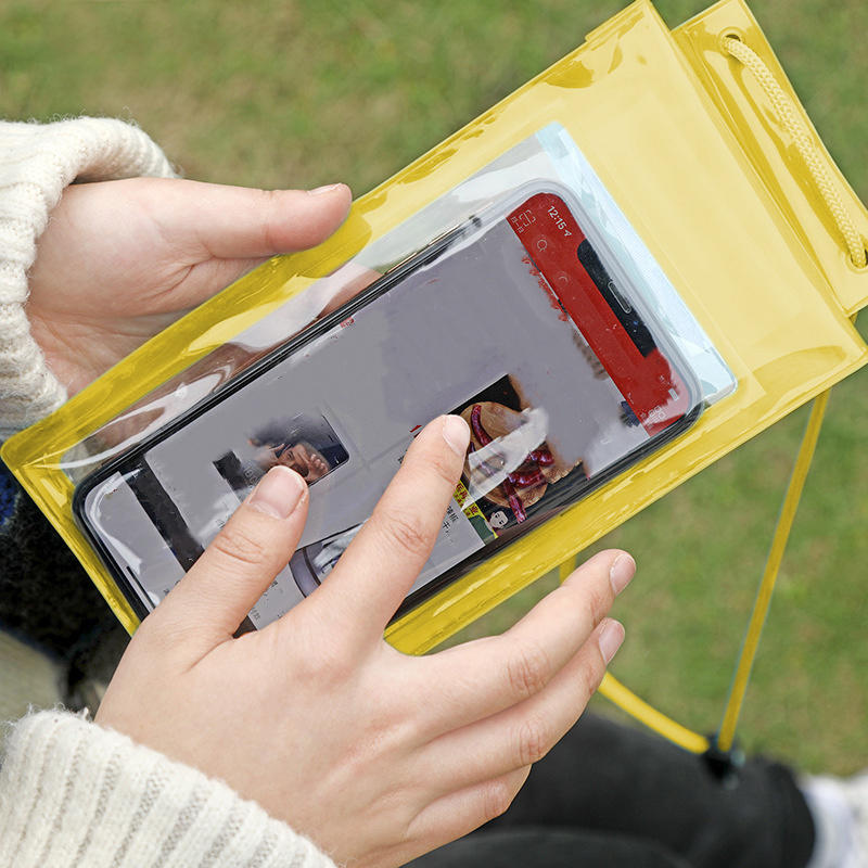 1PC Men's And Women's PVC Mobile Phone Waterproof Bag Transparent Touch Screen Cycling Phone Bag Neck Hanging Rainproof Swimming Bag