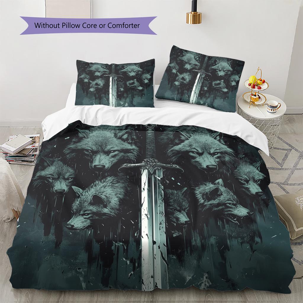 Sword Pattern Bedding Quilt Set  Home Decoration  Gift (1 * duvet cover + 2 * pillowcase  without core)