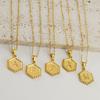 A-Z Letter Pendant Necklaces For Women Stainless Steel Hexagonal Initial Letter Chain Pendant Choker Necklace Birthday Jewelry Gift