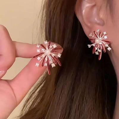 Изысканные серьги-гвоздики «Цветочные новогодние фейерверки» – Элегантные, Универсальные, Легкая роскошь для женщин