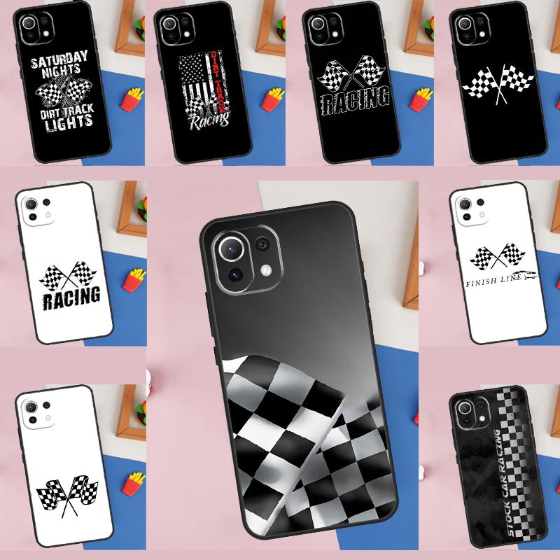 Checked Flag Racing Car Case For Xiaomi 13 14 15 Ultra 11T 12T 13T 14T Pro POCO X7 Pro X3 X5 X6 F5 F6 M6 Pro Cover