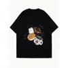 Oversized T-Shirt Black Coffee And Pancakes Print Casual Everyday Wear