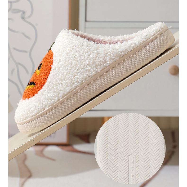 Новые теплые зимние хлопковые тапочки с рисунком тыквы на Хэллоуин для мужчин и женщин, домашние домашние хлопковые тапочки для пар