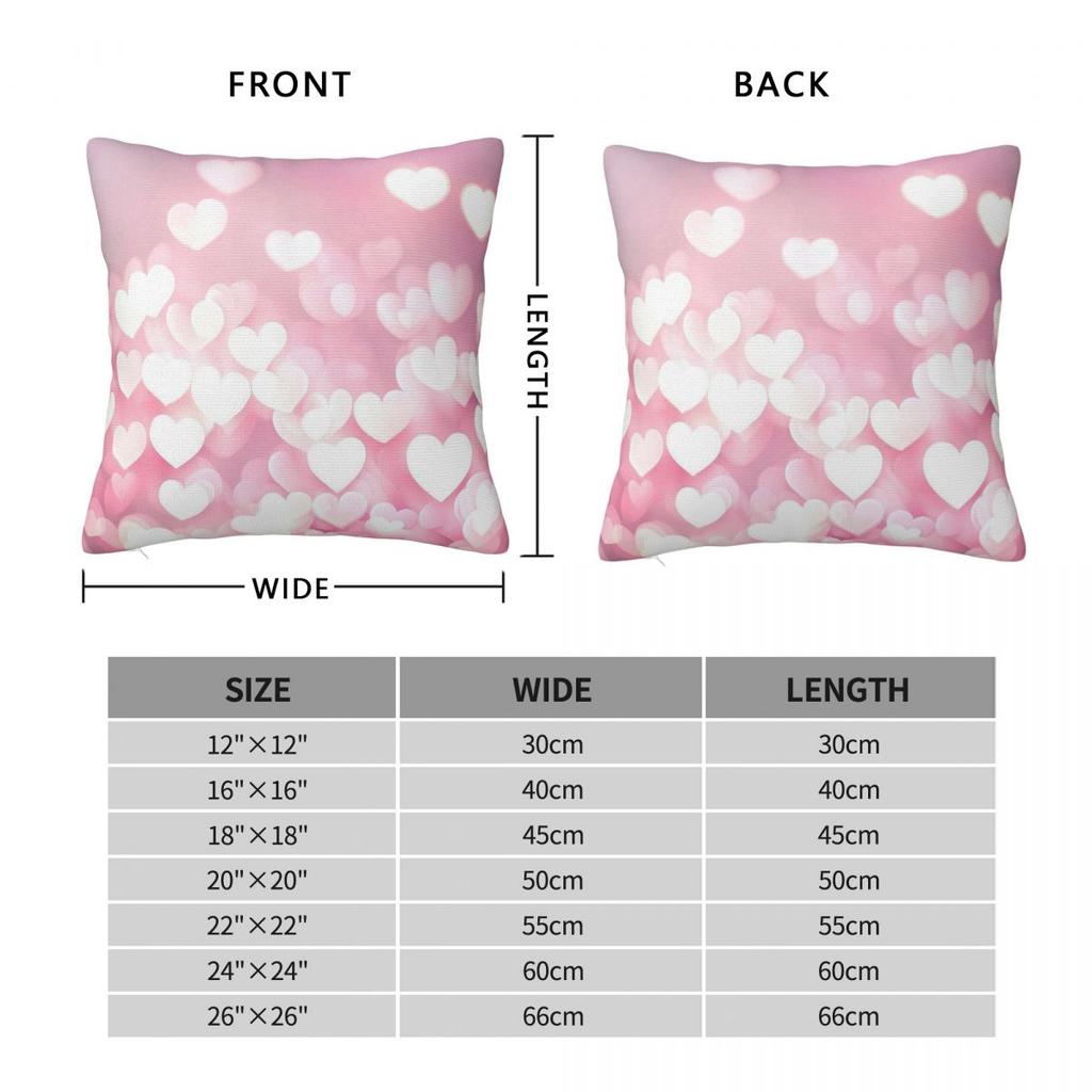 Pastel Pink Heart Lights Square Pillowcase Polyester Linen Velvet Printed Decorative Throw Pillow Case Car Cushion Case 45X45