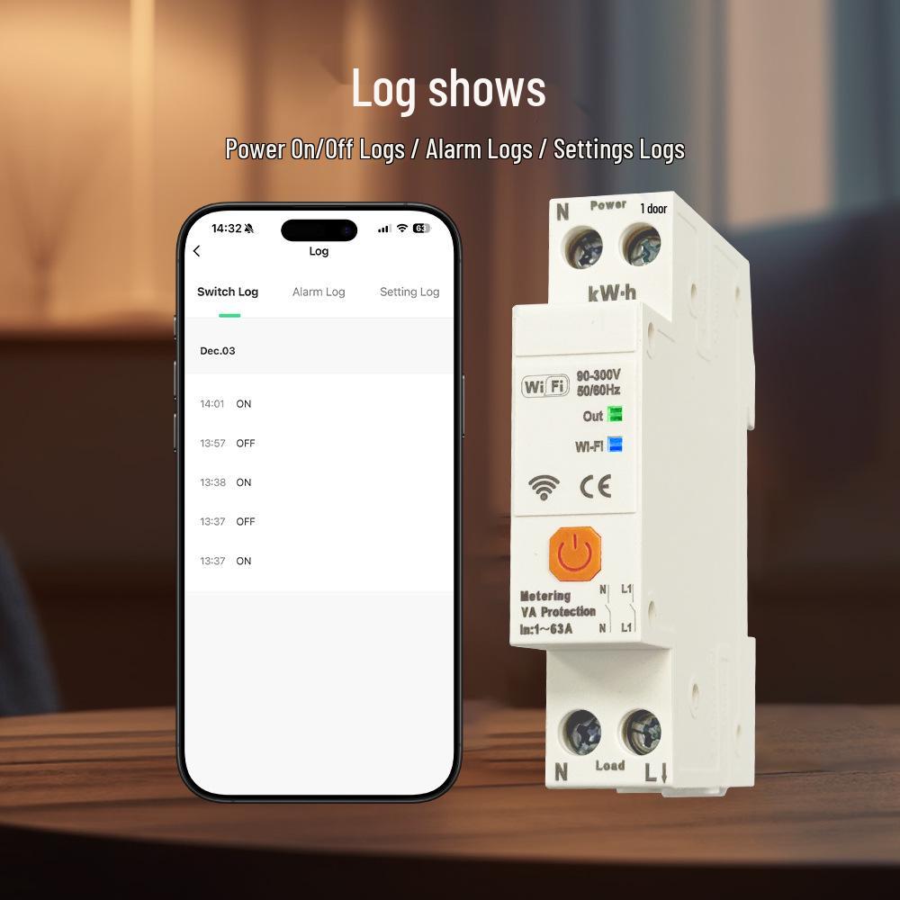 Graffiti WiFi Dual Circuit Breaker with Voltage and Current Protection & Remote Control