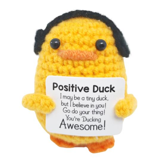 Crochet Doll Handmade Plush Positive Duck Inspirational Card Knitted Doll Backpack Accessory Graduation Gift