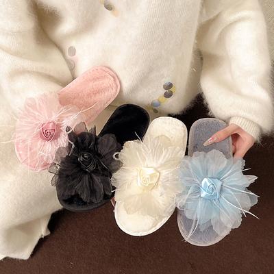 Модные милые классические тапочки женские повседневные на плоской подошве с низким каблуком милые базовые туфли женские однотонные с мехом и цветком шлепанцы зимние слайды больших размеров