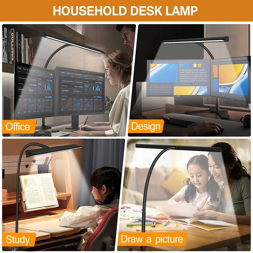 Сенсорная светодиодная настольная лампа с регулируемой яркостью для офиса и дома, настольный светильник для глаз с регулируемой стойкой