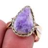 Natural Charoite Gemstone Handmade 925 Solid Silver Two Tone Ring Size 8US E6e90