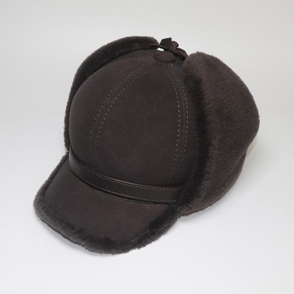 Winter Leather Hat Men Fur Lamb Wool Warm Thick Earflaps Bomber Hats Men's Baseball Cap Russian Hat