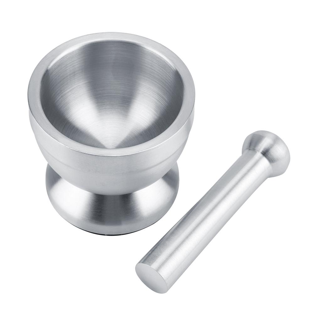 Stainless Steel Mortar Pestle Beans Garlic Spices Foodstuffs Grinder Kitchen Tool with Lid