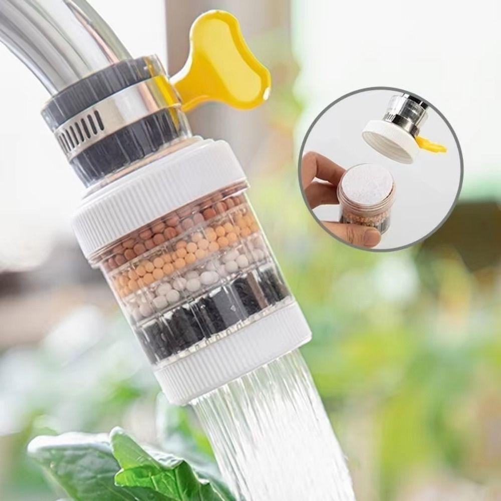 5Pcs 360 Degree Rotatable Filter Water Purifier 6-Layer Filter Kitchen Faucet Extender Household