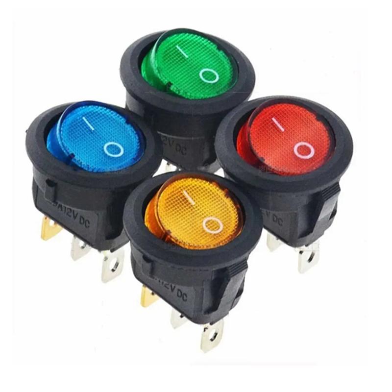 8 шт. Вкл/Выкл 3-контактный 2-позиционный защелкивающийся 20A 12V Красный светодиод Круглый лодочный тумблер со светодиодом Для домашнего DIY замены