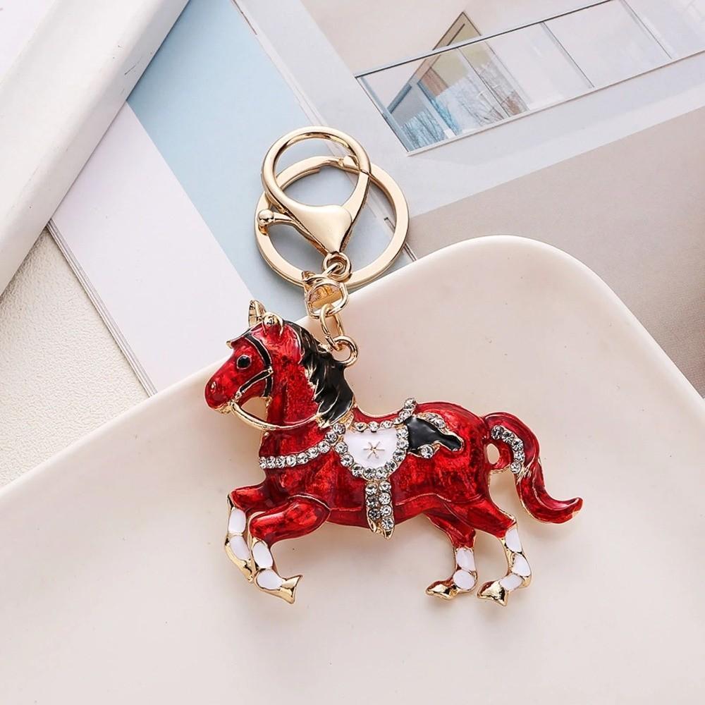 Sparkling Rhinestones Horse Keychain Colorful Backpack Pendant Car Key Chain  Backpack Decoration