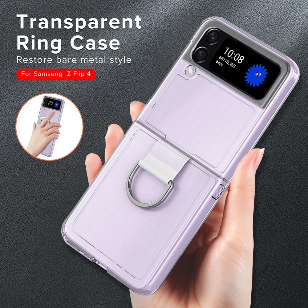 Прозрачный противоударный чехол-бампер для телефона Samsung Galaxy Z Flip 4 Zflip 4 Filp4 5g Sumsung Zflip4 Жесткий защитный корпус ПК
