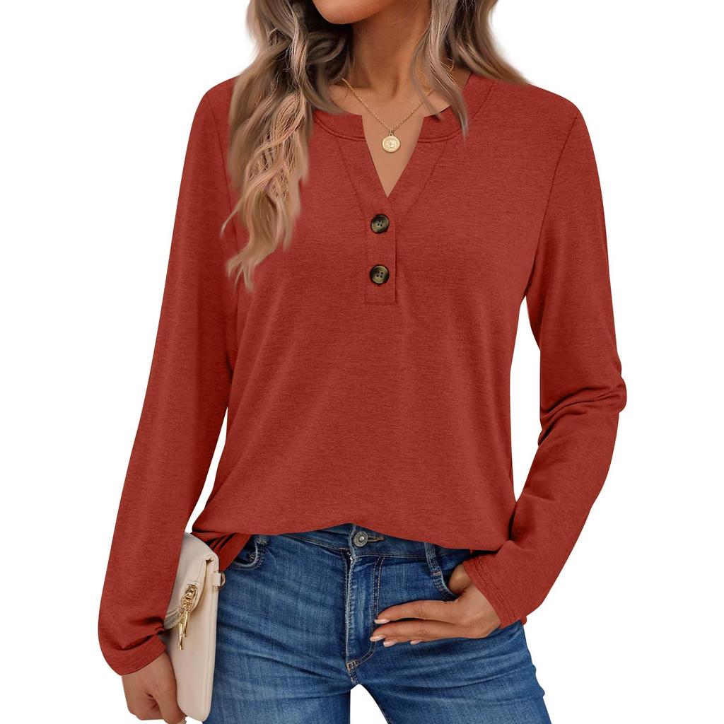 Women's Solid Color Long Sleeve Shirts Elegant Casual Tops Trendy Shirts Tops