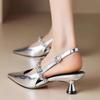 Fashion French Rhinestone Strap Bao Too Shallow Sandals Women's New Summer Pointed Toe Stiletto Stiletto High Heel Shoes