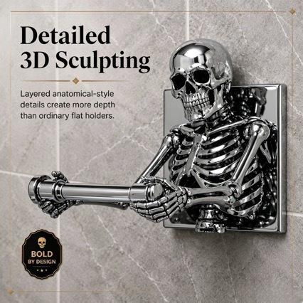 Halloween Skeleton Toilet Paper Holder Bathroom Wall