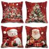 Рождественская плюшевая наволочка Красный Санта Снеговик Цифровая печать Спинка