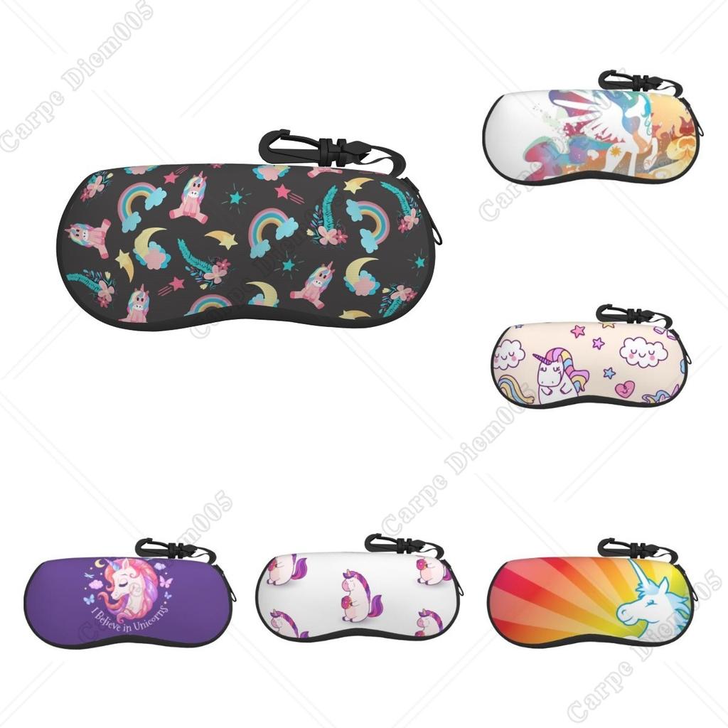 Unicorn Rainbow Cute Sunglass Case Soft Eyewear Accessories for Women Girl Outdoor Travel Glasses Case One Size Print