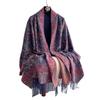 Autumn And Winter Retro Versatile Imitation Core-Spun Yarn High-End Shawl Jacquard Fringed Cashew Flower Thickened Scarf