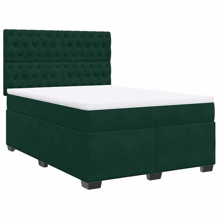 Cadre de lit avec matelas - Maison Exclusive - Velours vert foncé - 160x200cm - Housse lavable