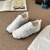 2025 Summer New Flat Bottom Inner Height Increase Small White Shoes Women's Mesh Breathable Casual Sports Soft Sole Light Board Shoes